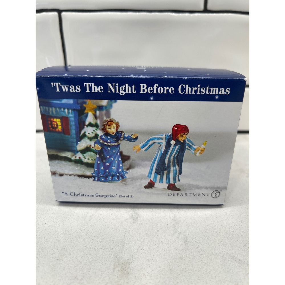 Dept 56 A Christmas Surprise Figurine Set Twas The Night Before Christmas Blue